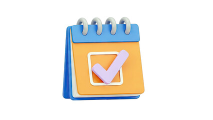 3D Calendar Icon with Checkmark