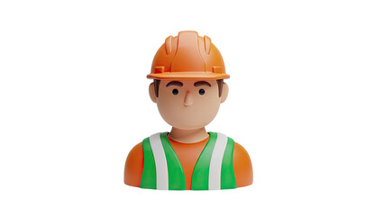 3D Cartoon Construction Worker Character