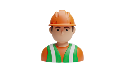 3D Cartoon Construction Worker Character