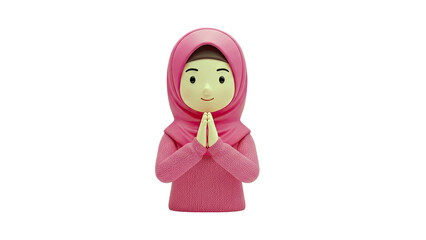 3D Cartoon Muslim Girl in Pink Hijab and Sweater