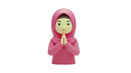 3D Cartoon Muslim Girl in Pink Hijab and Sweater
