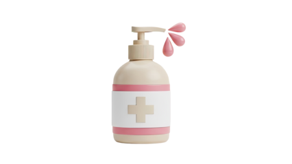 3D Hand Sanitizer Bottle with Pink Droplets