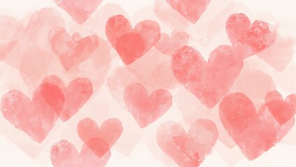 Pink background with many hearts in various sizes