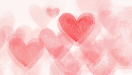 Painting of many hearts in pink