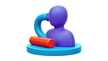 3D Icon: Person with Megaphone and Red Cylinder