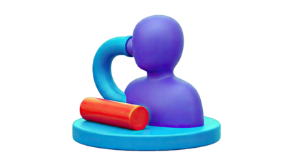 3D Icon: Person with Megaphone and Red Cylinder