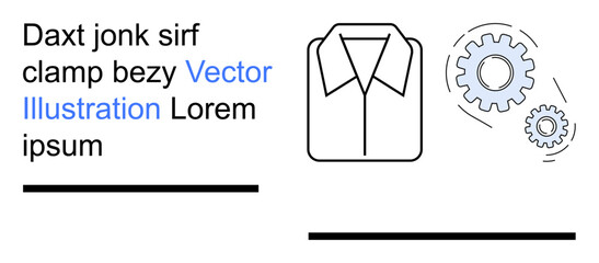Industry, workforce, business, teamwork, innovation, mechanical design. Business shirt icon with adjacent gear mechanism. Industry and workforce concept through modern icons