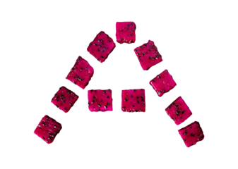 dragon fruit cube A alphabet shape isolated