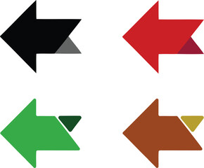 Set of four colorful arrows isolated on transparent background