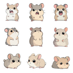 Set Icon of Pika kawaii minimal flat