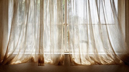 Light Filters Through Sheer Curtains, Creating a Warm and Inviting Atmosphere in a Serene Indoor Space