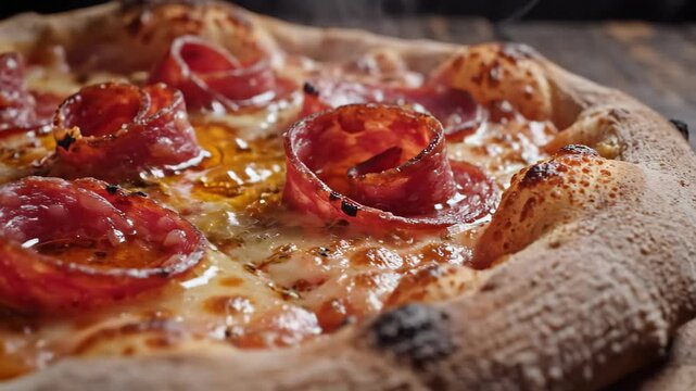 Gourmet pepperoni pizza grid pattern photography collage