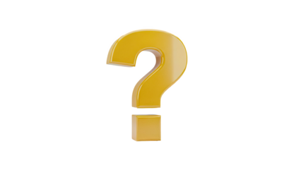 3D Golden Question Mark Symbol on transparent background