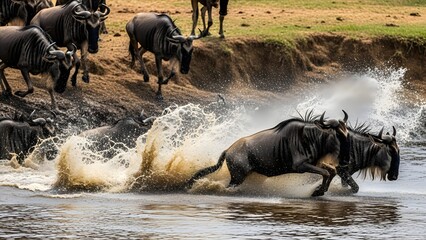 horses in the water