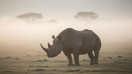 rhino at sunset