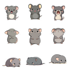 Set Icon of Shrew kawaii minimal flat