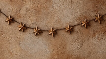 Wooden Star Decorations Adorn a Textured Wall in a Cozy Setting, Creating a Warm and Inviting Atmosphere for Gatherings and Celebrations