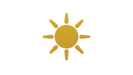 3D Yellow Sun Icon on transparent background