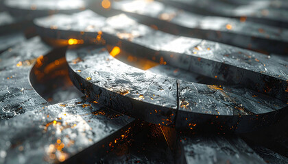 Metallic Textural Symphony: A mesmerizing close-up of intricate metallic textures, where steel seamlessly intertwines, revealing a dynamic composition of industrial elegance and raw beauty.