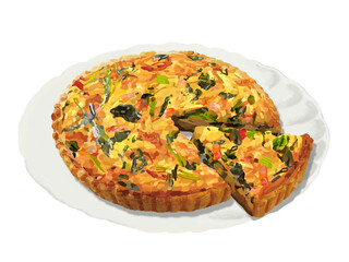 ほうれん草とベーコンのキッシュ（カット）皿付き