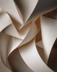The image is a close-up, abstract photograph featuring layers of off-white paper or similar material.