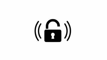 Secure Wireless Connection - Padlock with Signal Waves for Network Security.