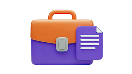 3D Briefcase Icon with Document