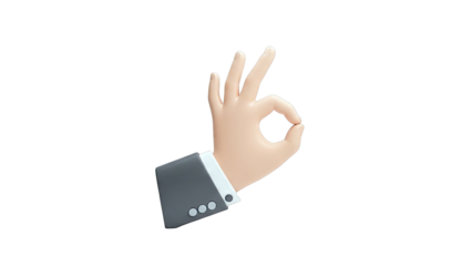 3D Cartoon Hand Giving Okay Gesture