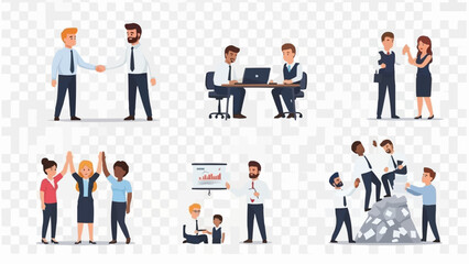 Diverse Business Teamwork and Collaboration in Various Scenarios.