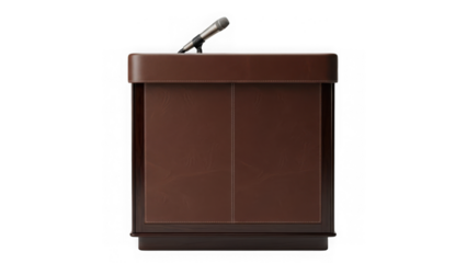 Brown podium with microphone isolated on transparent background