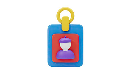 3D Icon of a Personalized ID Badge with a Person Silhouette