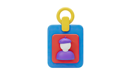 3D Icon of a Personalized ID Badge with a Person Silhouette