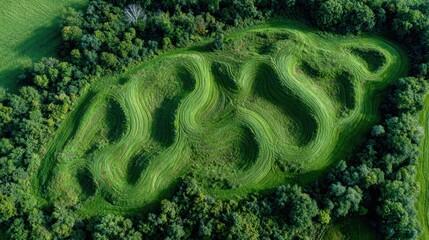 Vibrant Green Hills Showcase Intricate Patterns Under a Clear Blue Sky in a Serene Outdoor Landscape