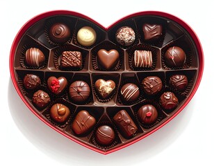 Heart-shaped box of assorted chocolates.