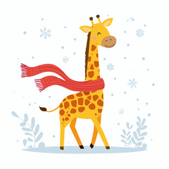 Obraz premium giraffe with scarf blowing in the wind