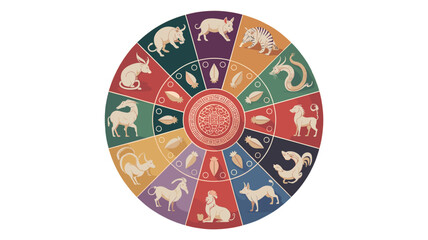 Illustration of the twelve zodiac animal.