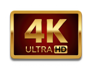 Premium golden 4k ultra hd logo symbolizing high definition video quality isolated on transparent background