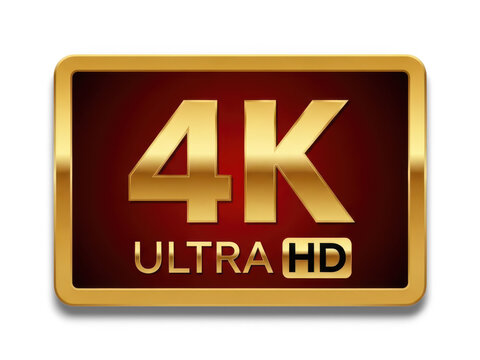 Premium golden 4k ultra hd logo symbolizing high definition video quality isolated on transparent background
