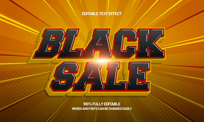 black sale editable sale text effect for black friday, year end sale