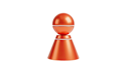 3D Orange abstract shape with sphere and cone elements on transparent background