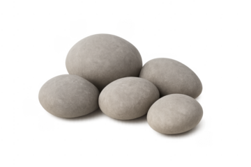 Smooth grey pebbles arranged as zen river stones