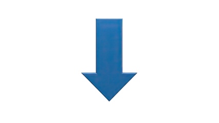 3D Blue 3D Arrow Pointing Down on transparent background