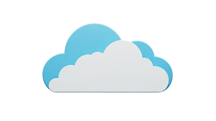 3D Cloud Icon - Blue and White on transparent background