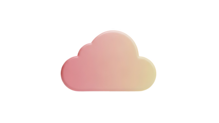 3D Cloud Icon with Pink and Yellow Gradient on transparent background