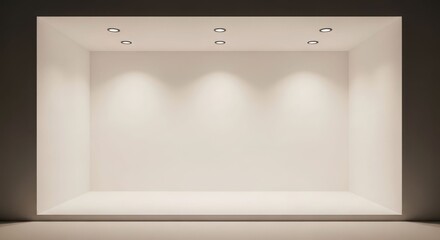 Empty white display niche with spotlights, ready for product presentation or art exhibition.