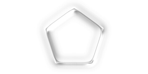Simple white pentagon shape outline on a clean white background, ideal for graphic design elements or geometric concepts.