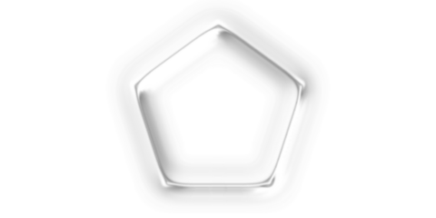 Simple white pentagon shape outline on a clean white background, ideal for graphic design elements or geometric concepts.