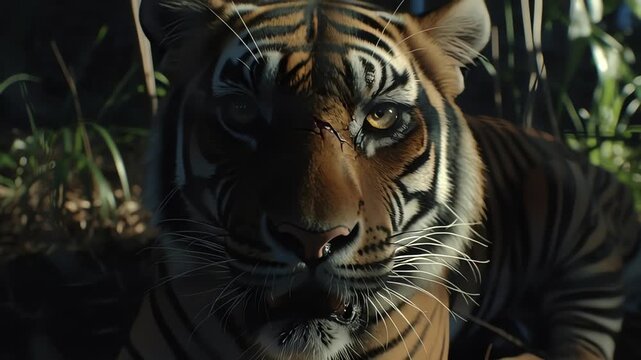 Intense Close Up of Saber Tooth Tiger Eye Detail