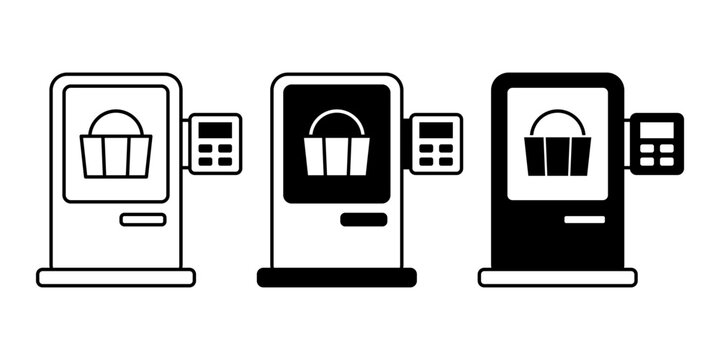 Self Checkout Black Icon Bundle for Automated Payment