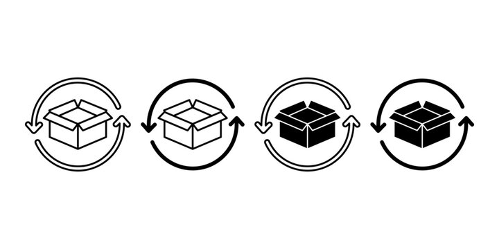 Return Package Black Icon Bundle for Refund Process
